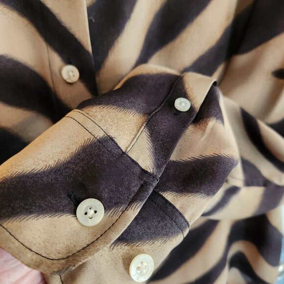 Ralph Lauren Zebra Print Button Down Shirt - Black and Tan - Picture 3 of 6